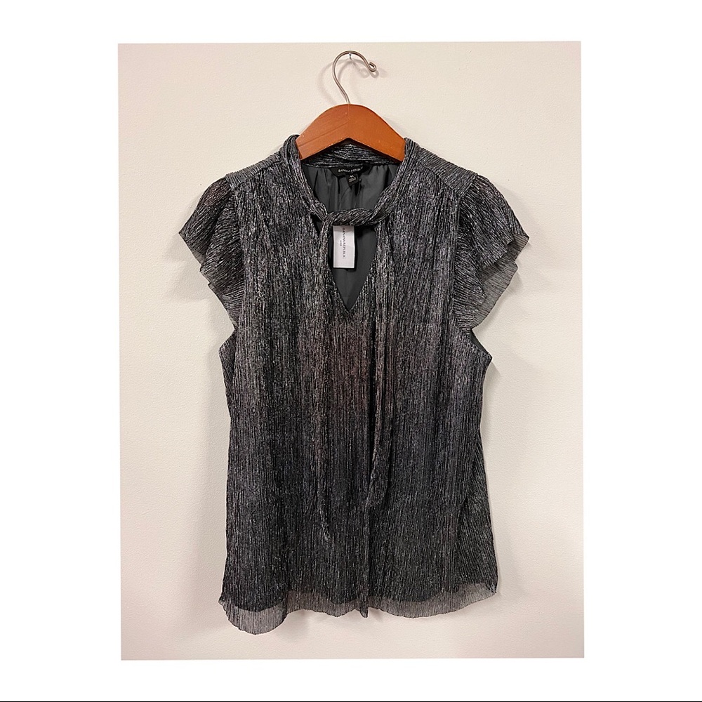 Banana Republic Metallic Tie Blouse Size M